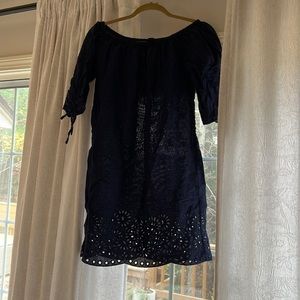 J crew off shoulder navy dress